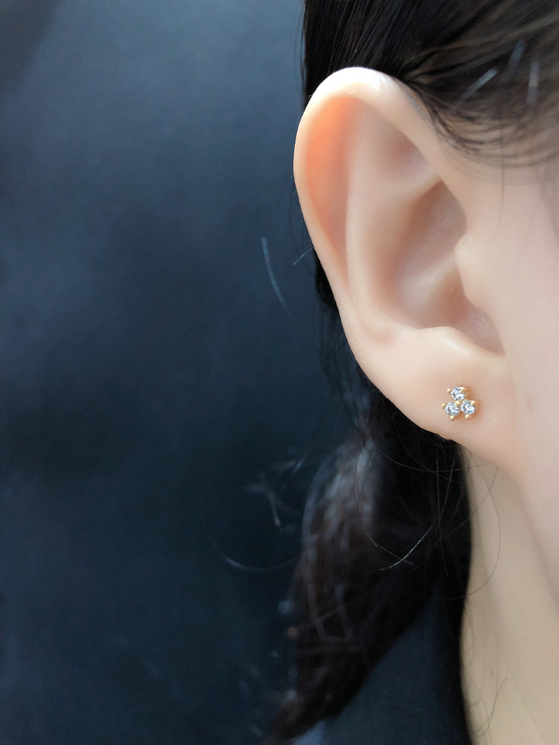 Fashion Geometric Sterling Silver Inlay Zircon Ear Studs 1 Pair