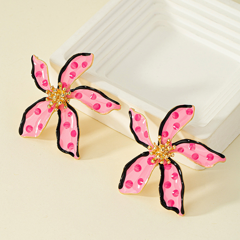 1 Pair Pastoral Flower Enamel Alloy Ear Studs display picture 1