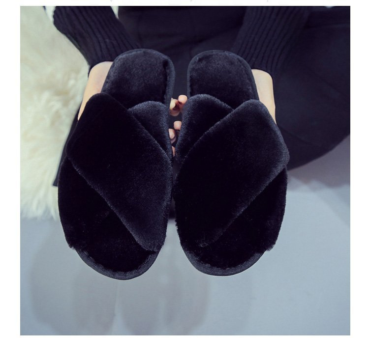 Pantofole Cross Mao Mao da donna invernali commercio estero taglia 43 casa peluche punta aperta caldo cotone da cucire all'ingrosso_voghion.com