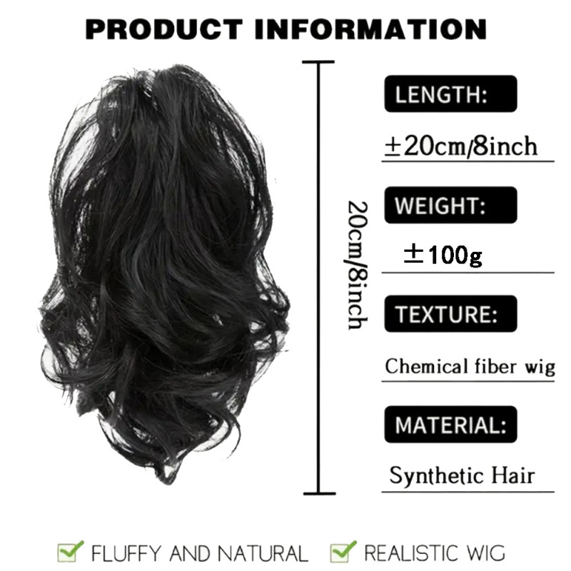 ヨーロッパとアメリカの貿易アマゾンクロスボーダーウィッグショートカーリーヘアスタイリング可能なクリップポニーテールカーリーポニーテール|undefined