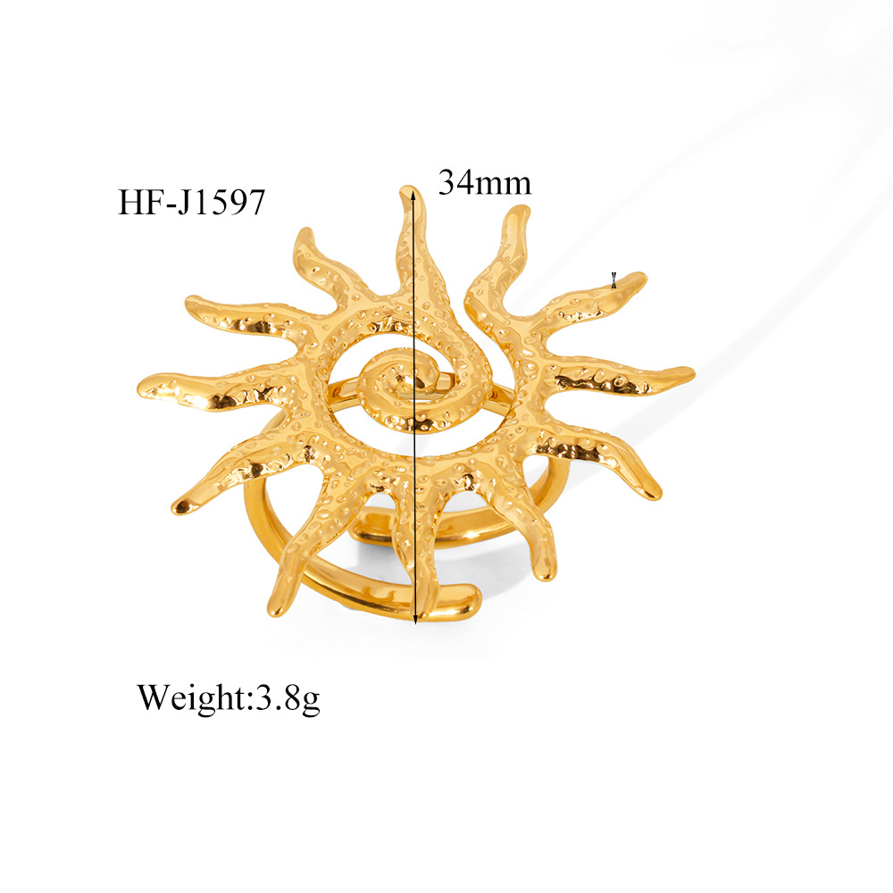 5g Weight Wholesale Jewelry Vintage Style Exaggerated Sun Titanium Steel Plating Rings
