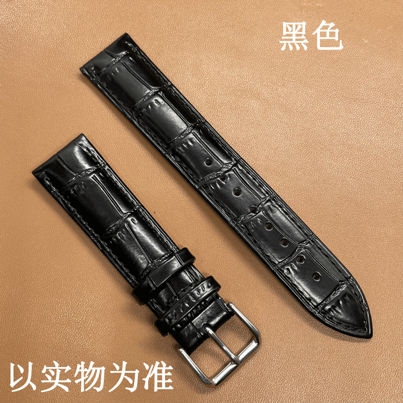 Nueva correa de reloj de cuero capa superior impermeable piel de becerro suave cocodrilo patrón de bambú correa logotipo grabado universal