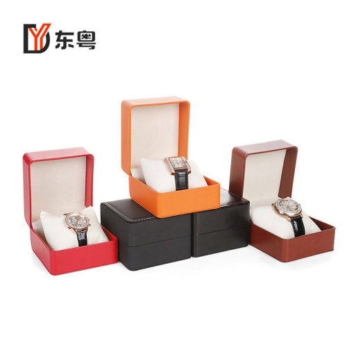 High-end pu leather watch box with rounded corners unit watch box right angle double position watch box with rounded corners pillow bag watch box