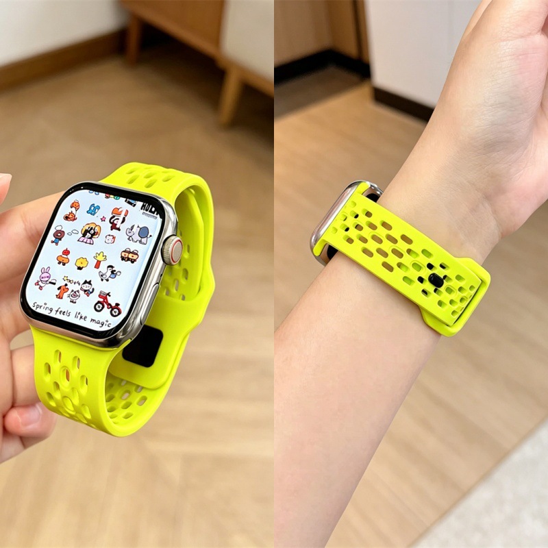 镂空网洞硅胶反扣表带适用苹果applewatchs11手表带iwatchs9876SE