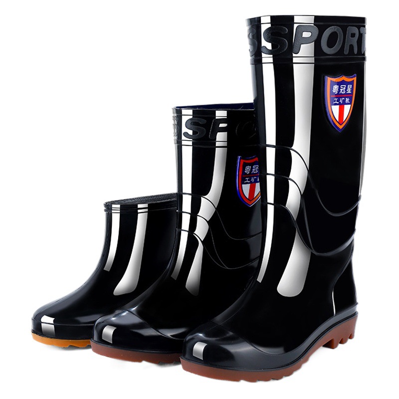Suela de goma resistente al desgaste, antideslizante, zapatos de seguridad impermeables para hombre, botas largas impermeables para la lluvia, para obras de construcción, de caña alta. image 1