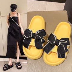 新款簡約蝴蝶結厚底外穿時尚eva拖鞋女防滑夏季居家軟底浴室拖鞋