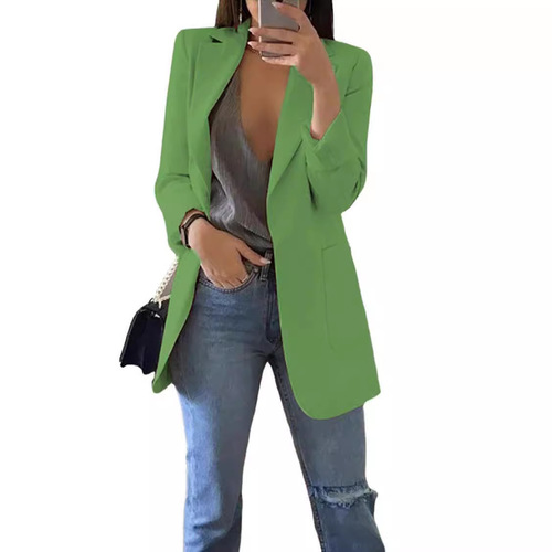 New European and American fashionable casual suit, lapel, slim cardigan, temperament suit coat, women's spring and autumn