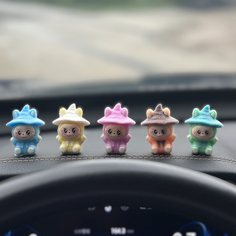 かわいいラブブ植毛ラブブデスクトップ装飾品オフィスワークステーション車のセンターコンソール電気自動車の室内装飾|undefined