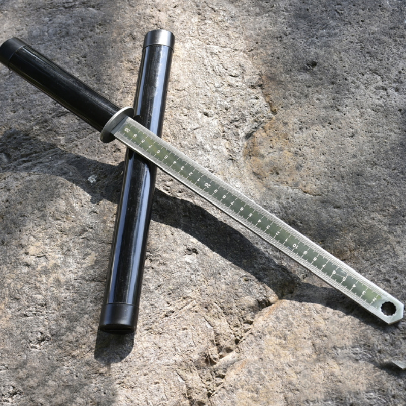 龙泉侠客堂刀剑不锈钢尺短棍户外训练车载防身多功能扳手尺带鞘