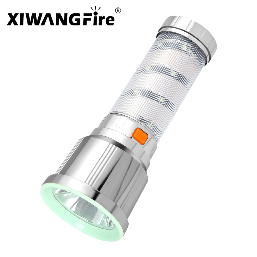 Nuevo cross-border linterna de luz luminosa multifuncional lámpara de camping multifuncional tipo C linterna LED recargable