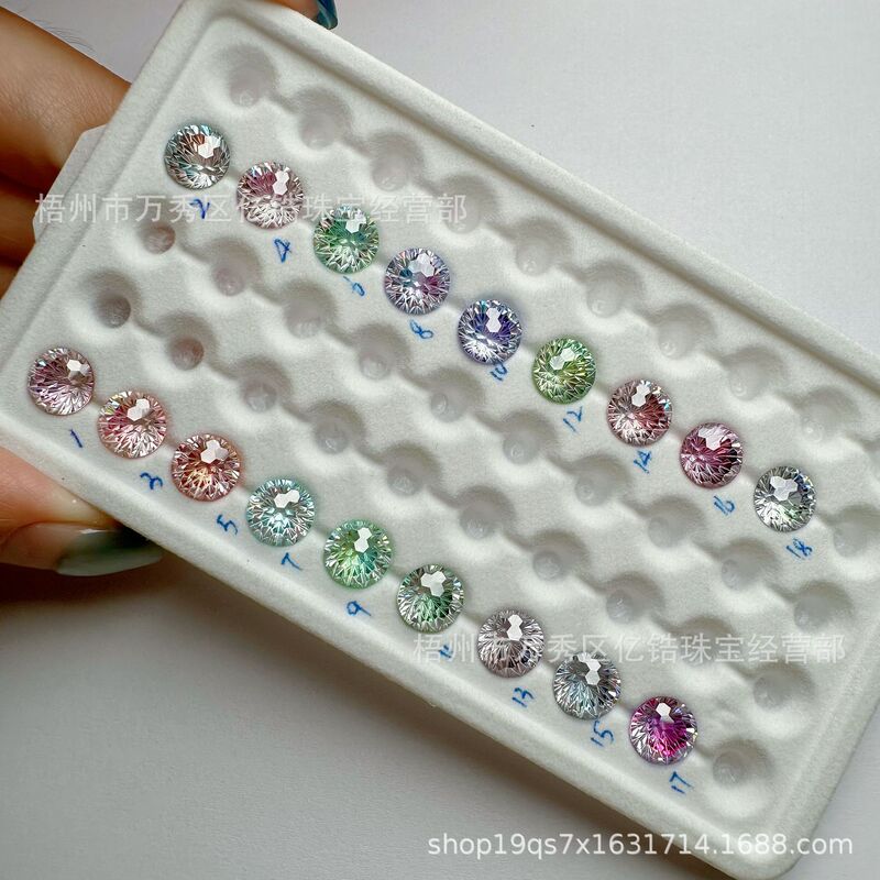 Gradient Fireworks Cut 5A Zircon Earrings, Round Bottom Claw Diamond Lip Studs, Nose Studs, Piercing Jewelry, Ear Bone Studs, Nail Art