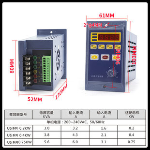 Small Taiwan force vector inverter 220v single-phase in three-phase out US series speed control controller 400W/750W