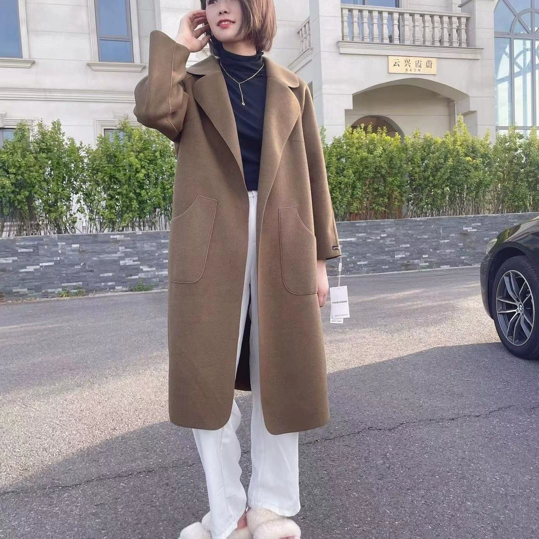Двустороннее бархатное шерстяное пальто высокого качества для подростков.