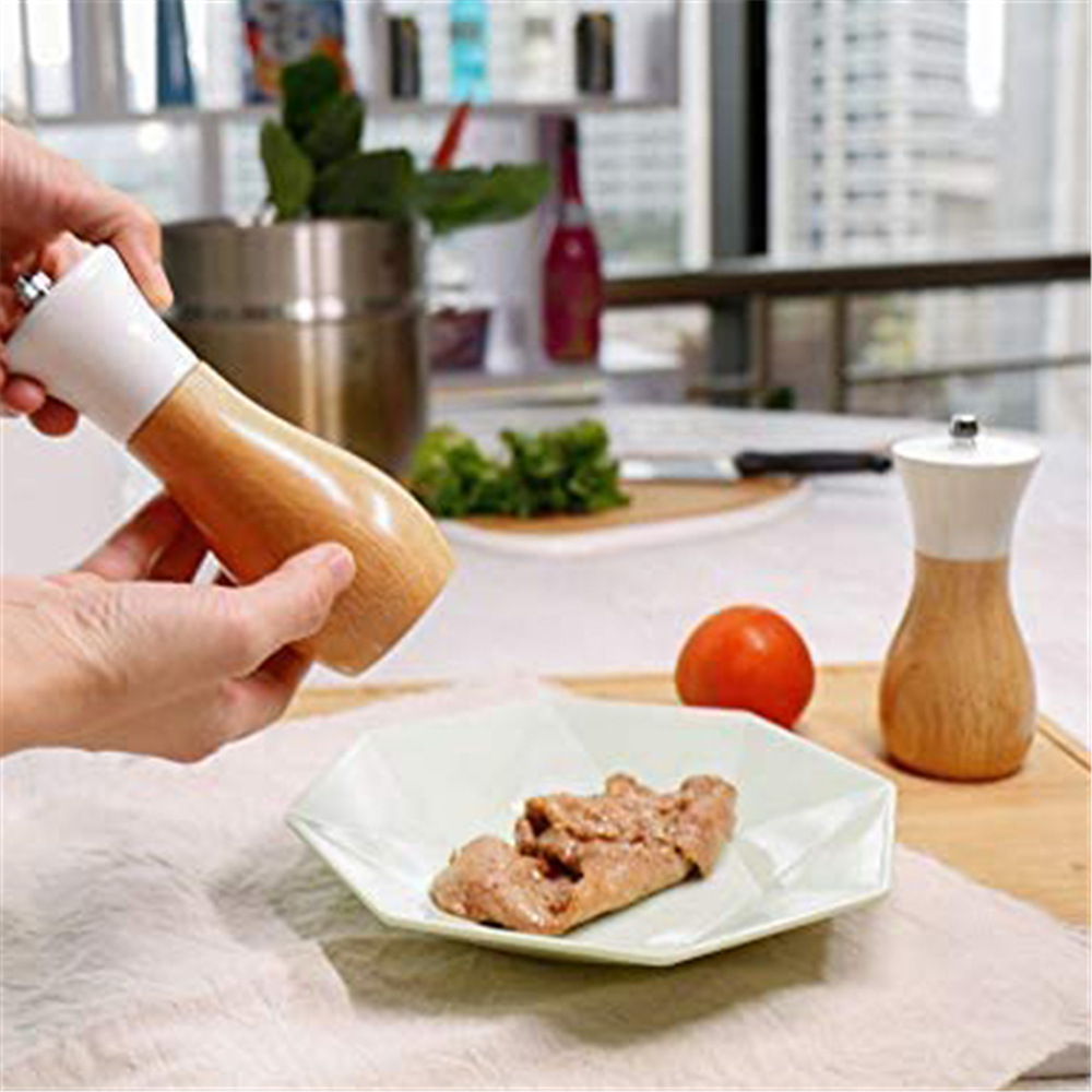 De estilo japonés de madera molino de pimienta manual molinillo de pimienta sal de mar condimento botella herramientas de cocina