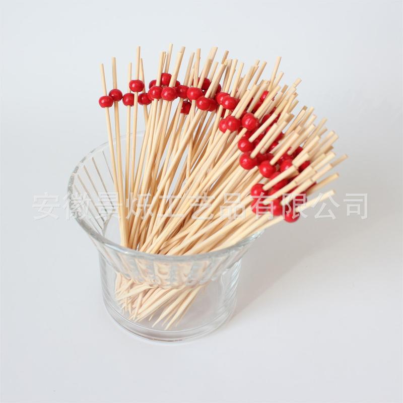 直径6x7mmの丸玉、ベージュビーズ、レッドビーズ、使い捨て装飾竹串、フルーツ串、工場直送、100個|undefined