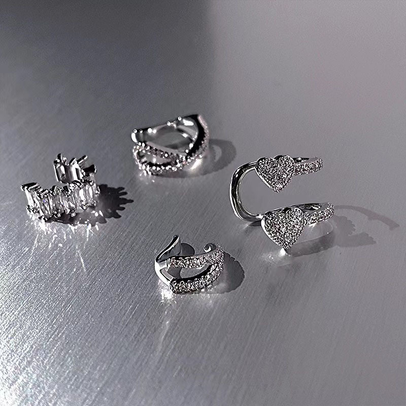 6g Weight Rhinestones Inlay Material Ear Cuffs Classification 1 Piece Quantity 1 Piece Lady Heart Shape Plating Inlay Alloy Rhinestones Ear Cuffs
