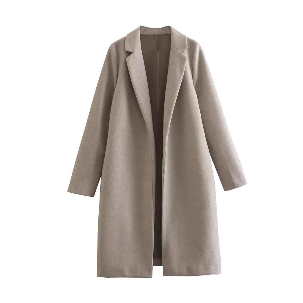 Abrigo de Lana Casual para Mujer Sin Botones Manga Larga para Invierno