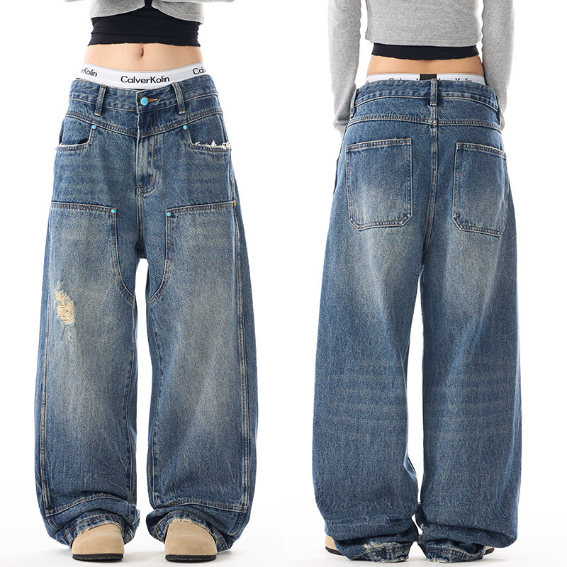 Turquoise Autumn and Winter High-end Tannin Oz Fade-resistant Stretch All-match Casual Straight Two-color Jeans for Men