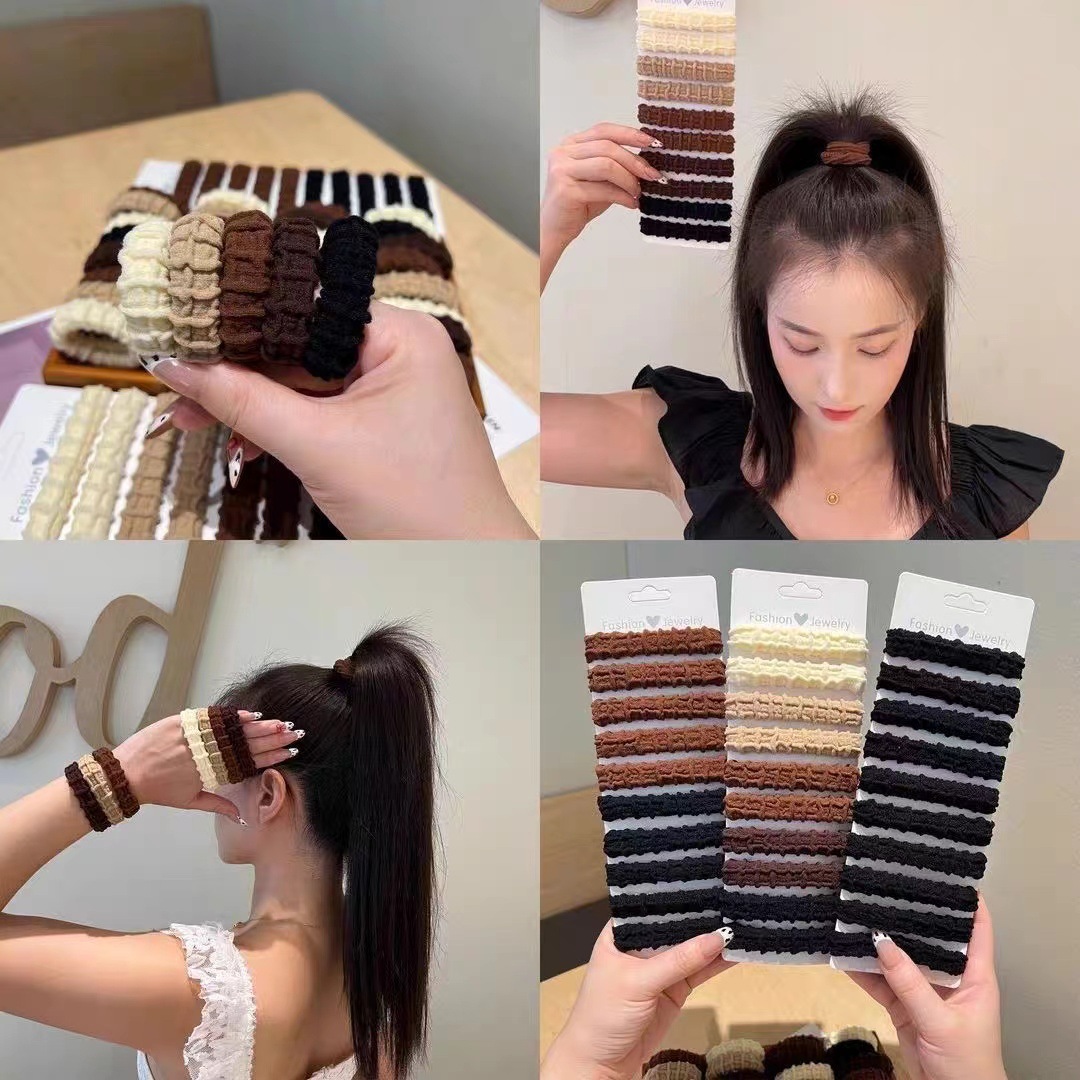 Otoño y invierno color café leche grueso grueso anillo de cabello con bola de cola de caballo cabeza no lesionar cabello sin costura cuerda de cabello antideslizante