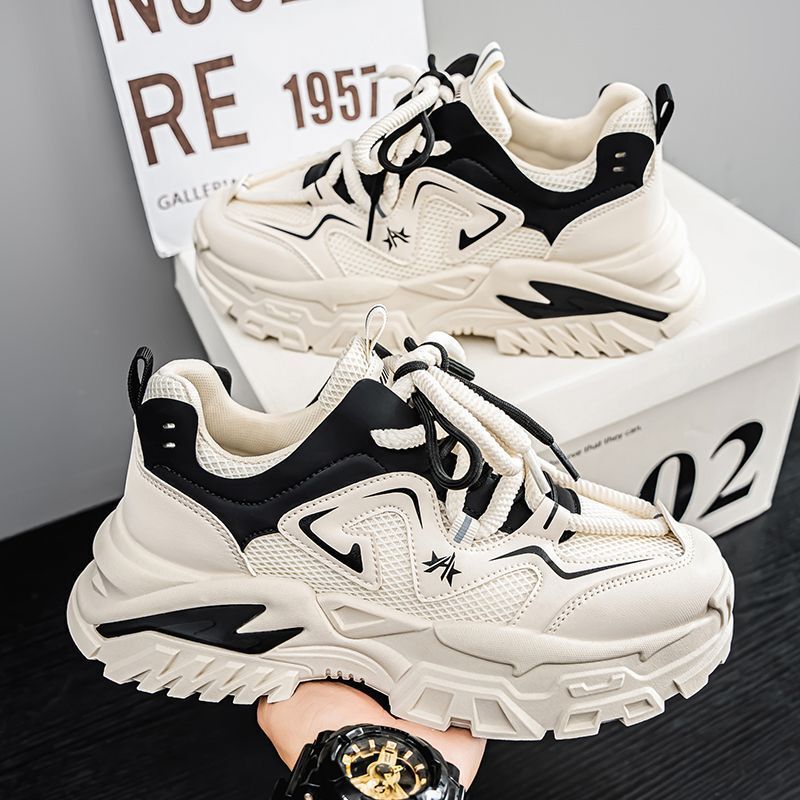 Trendy Men's Shoes Spring 2025 New Fashion Versatile Mesh Sports Casual Shoes Niche Design Thick-Soled Dad Shoes Trendy Men's Shoes Spring 2025 New Fashion Versatile Mesh Sports Casual Shoes Niche Design Thick-Soled Dad Shoes