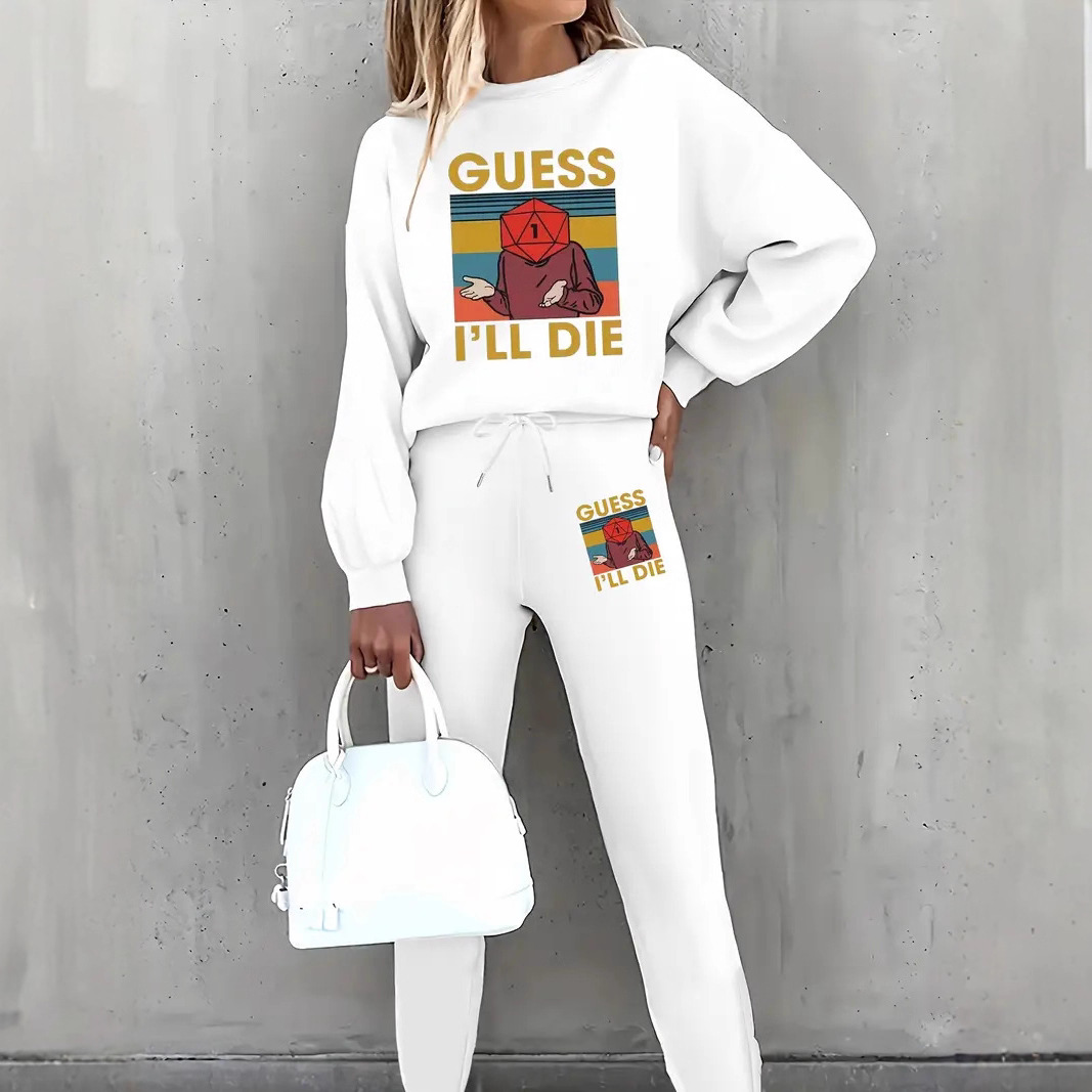 Cross-Border European and American Clothing Printed Sweatshirt Suit Amazon New Long-Sleeved Sports Two-Piece Set 0019 Printed