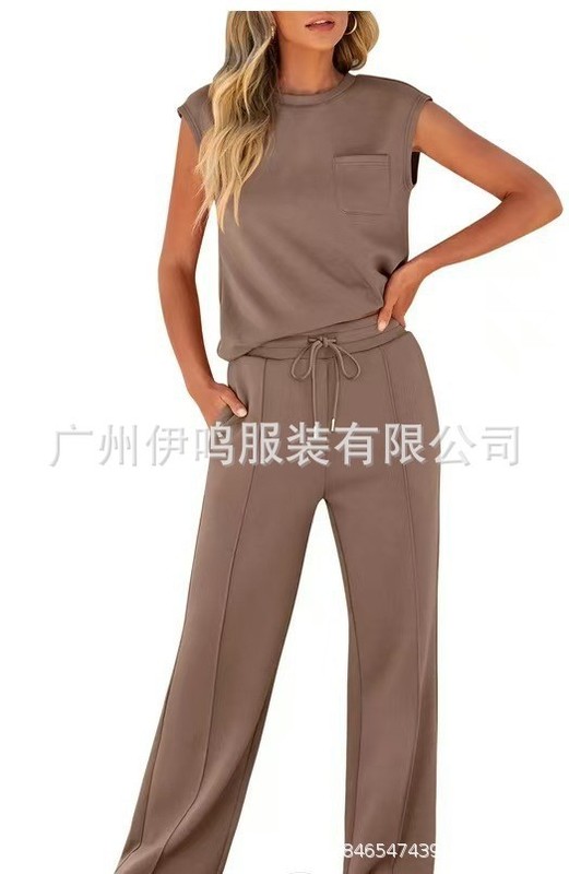 2025夏季新款欧美休闲运动风时尚短袖休闲套装时尚款时尚短袖女装|undefined