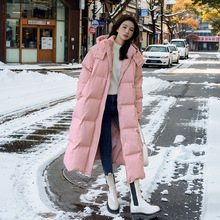实拍2023粉色羽绒棉服女加厚长款冬季款面包服小个子工装棉服外套