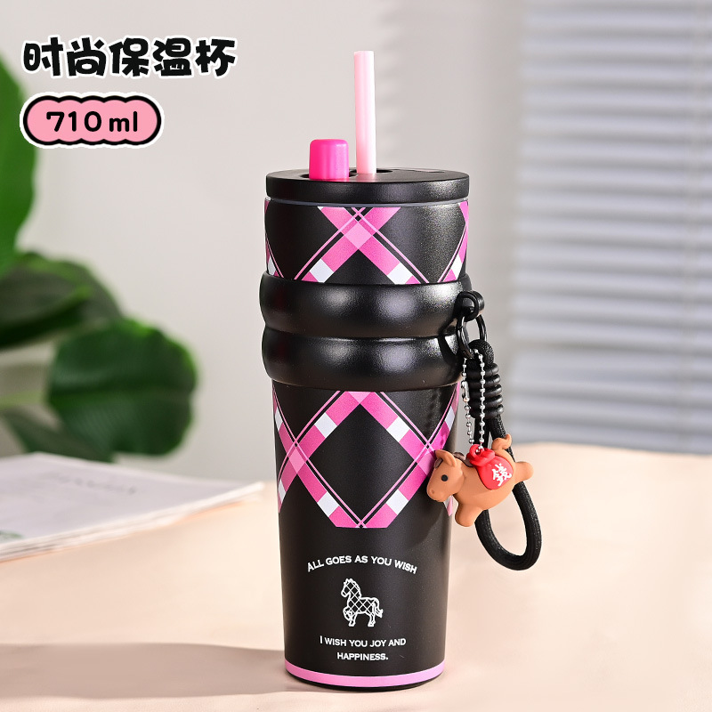 Nueva taza de paja de alto valor facial con cuerda 316 taza de aislamiento térmico de acero inoxidable taza de hielo portátil de gran capacidad