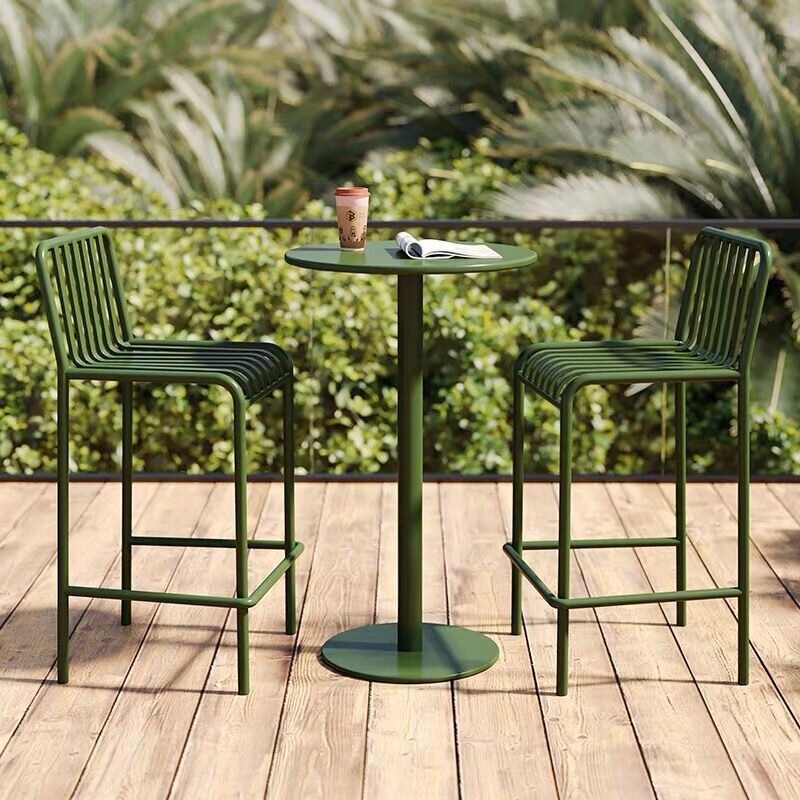 Simple and Casual Outdoor Patio Furniture Set for Milk Tea Shops and Cafes, Featuring Iron Art and Colorful Designs