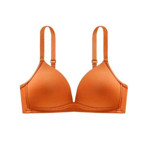 Japanese simple solid color seamless glossy girl small breast underwear without wire rims comfortable and breathable student bra