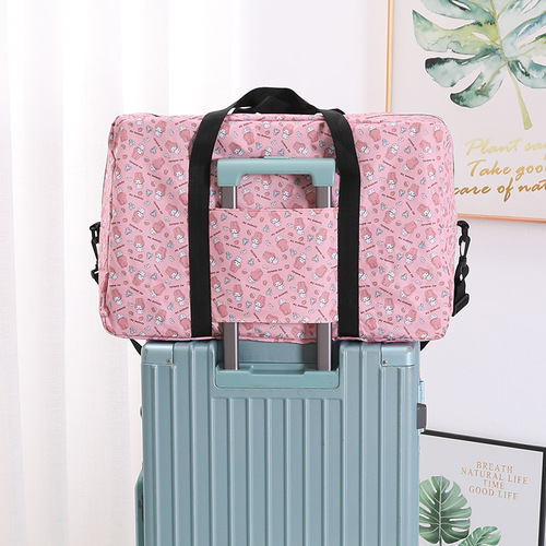 Cartoon portable waterproof folding waterproof travel bag luggage storage bag cartoon folding bag can be placed on the luggage rack