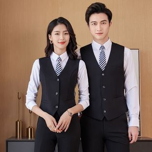 2024 spring and autumn professional attire suit men's and women's uniform overalls vest hotel clerk teacher overalls