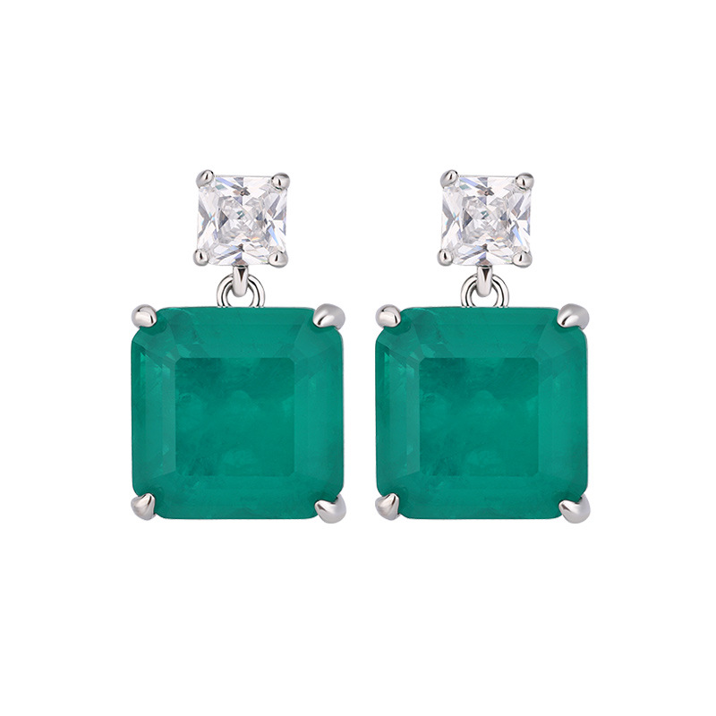 Zhuang Sheng joyas cobre inferior chapado en oro simulación temperamento Esmeralda princesa traje cuadrado piedra principal 14*14-12*12