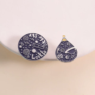 星空望远镜热气球星球胸针宇宙太空主题徽章个性背包衣服装饰配饰