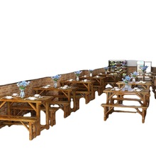 餐厅桌椅实木快餐烧烤小吃店饭店面馆早餐店碳化餐饮组合一件代。