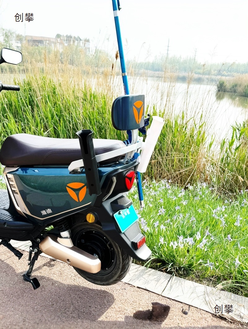 Motorcycle, electric scooter, electric bike, scooter, portable fishing rod holder, storage rack, fishing rod stand