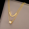 Necklace, zirconium, elegant chain for key bag , light luxury style, micro incrustation