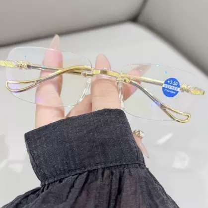 新款无框切边老花变焦眼镜男女款商务防蓝光镜时尚高清老视镜批发