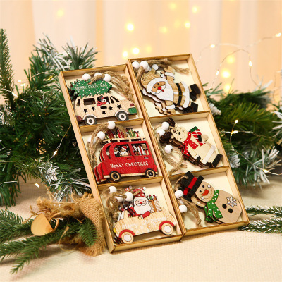 undefined9 Gift box packaging new pattern Christmas decorate Supplies woodiness colour the elderly automobile Pendant christmas tree Pendantsundefined