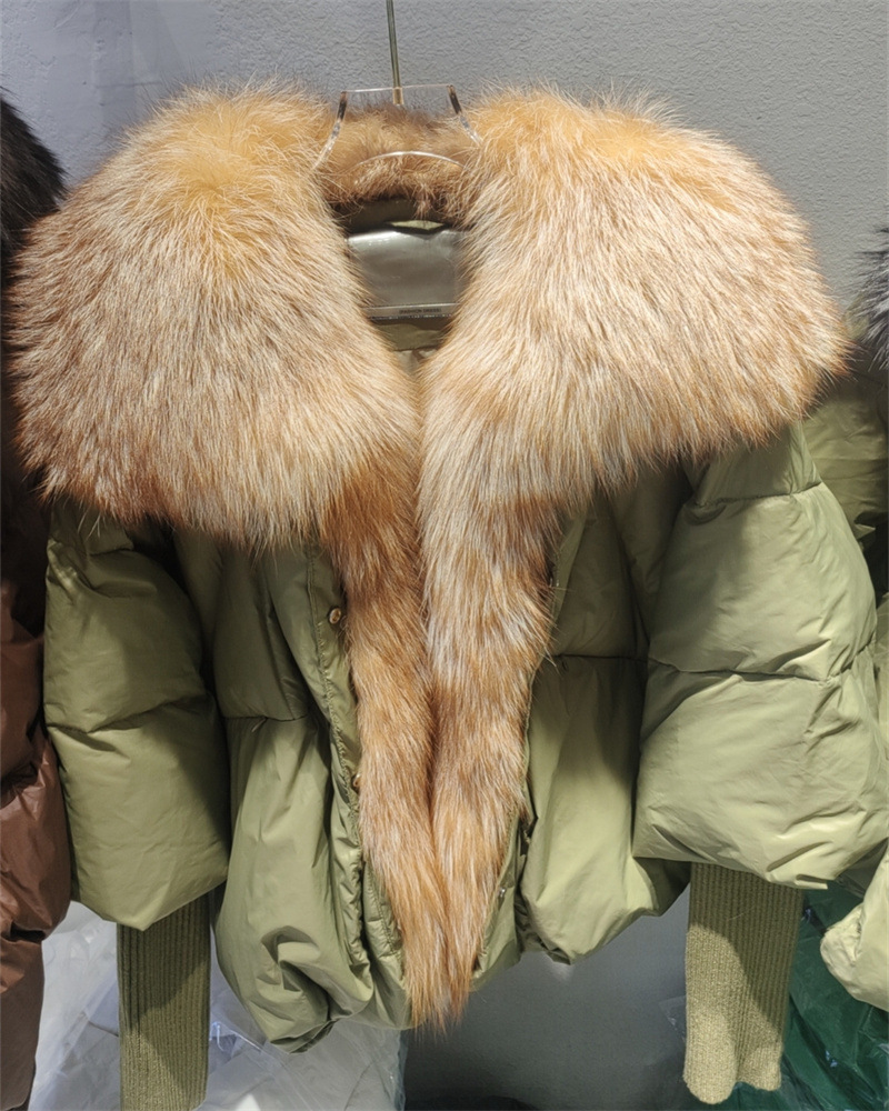 Women's Down Jacket With White Duck Down And Fur Short Coat_voghion.com