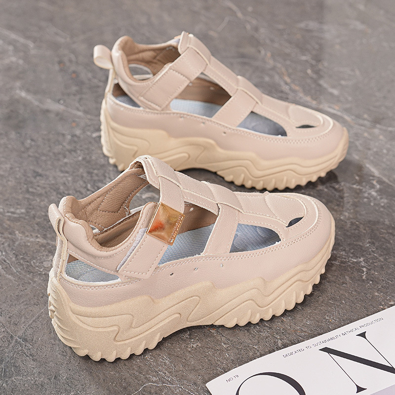 Sandalias Deportivas Caladas con Plataforma para Mujer de Cuero Sintético y PVC para Uso Casual image 8
