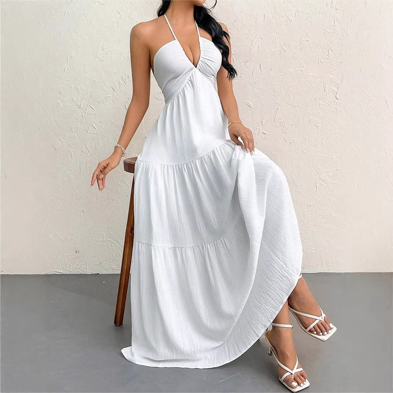 European and American Cross-Border Deep V-Neck Strap Dress for Weddings, Festivals, Parties, Long Dress with a Holiday Vibe, Sexy Backless Dress for Women European and American Cross-Border Deep V-Neck Strap Dress for Weddings, Festivals, Parties, Long Dress with a Holiday Vibe, Sexy Backless Dress for Women