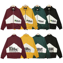 RHUDE 美国小众潮流品牌 复古拼接药丸拉链logo印花短款夹克外套