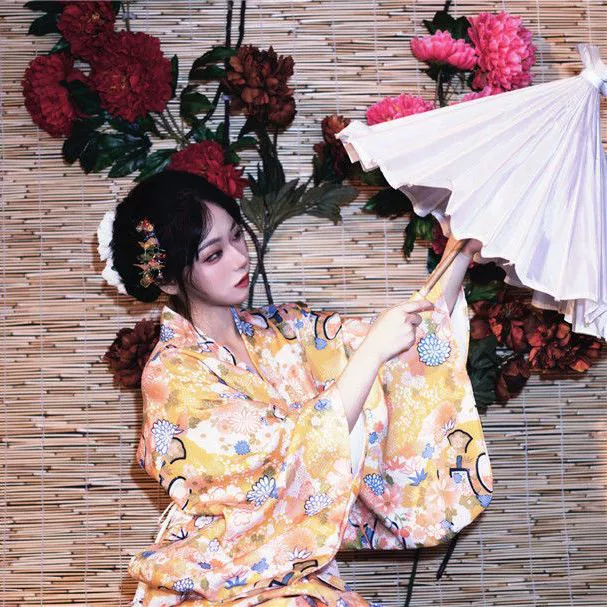 Кимоно Divine Maiden, улучшенное японское кимоно юката, традиционное японское кимоно с цветком вишни, платье для фотосъемки