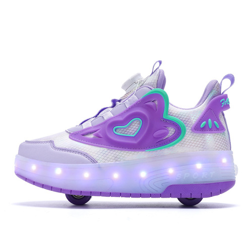 Children's Dual-Wheel Running Shoes with Flashing Lights, Skate Shoes for Girls and Boys, Sports Roller Skates for Students, New Trend Running Shoes