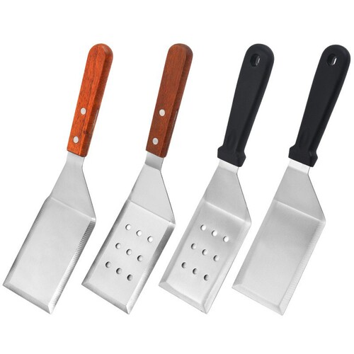 Factory wholesale stainless steel three-sided spatula, griddle spatula, steak spatula, cooking spatula, teppanyaki spatula