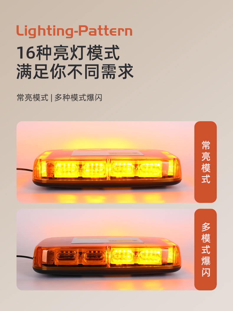 Cross-Border Hot Selling Car 48Led Warning Light Emergency Flash Light 12V-24V Roof Magnetic Strobe Light Strobe Light