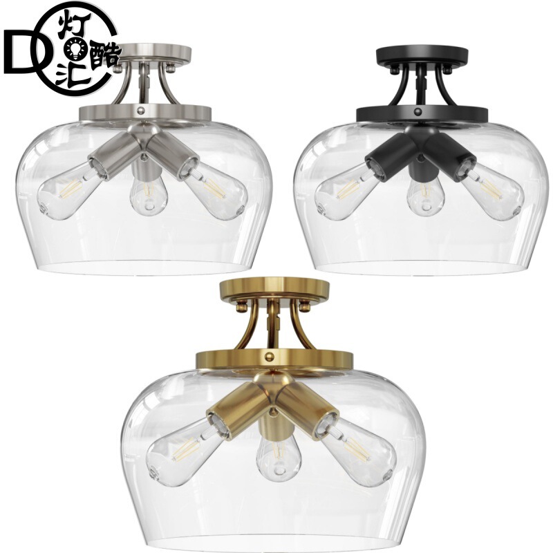 American farmhouse embedded glass ceiling lamp modern simple style dining room study bedroom 110v three head ceiling lamp