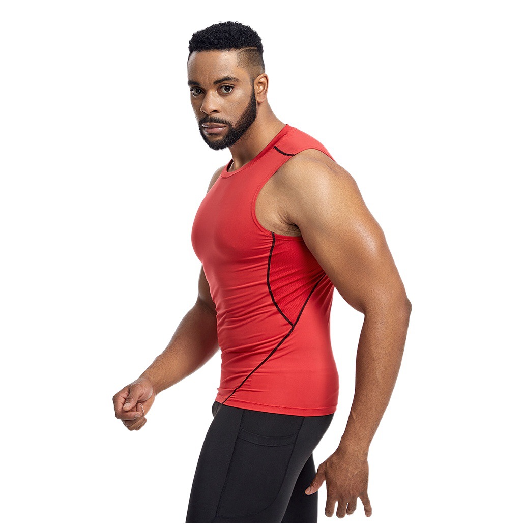 Amazon Cross-Border Sports Vest Men's Summer Elastic Breathable Tights Sweat-Proof Basketball Running Quick-Drying Vest