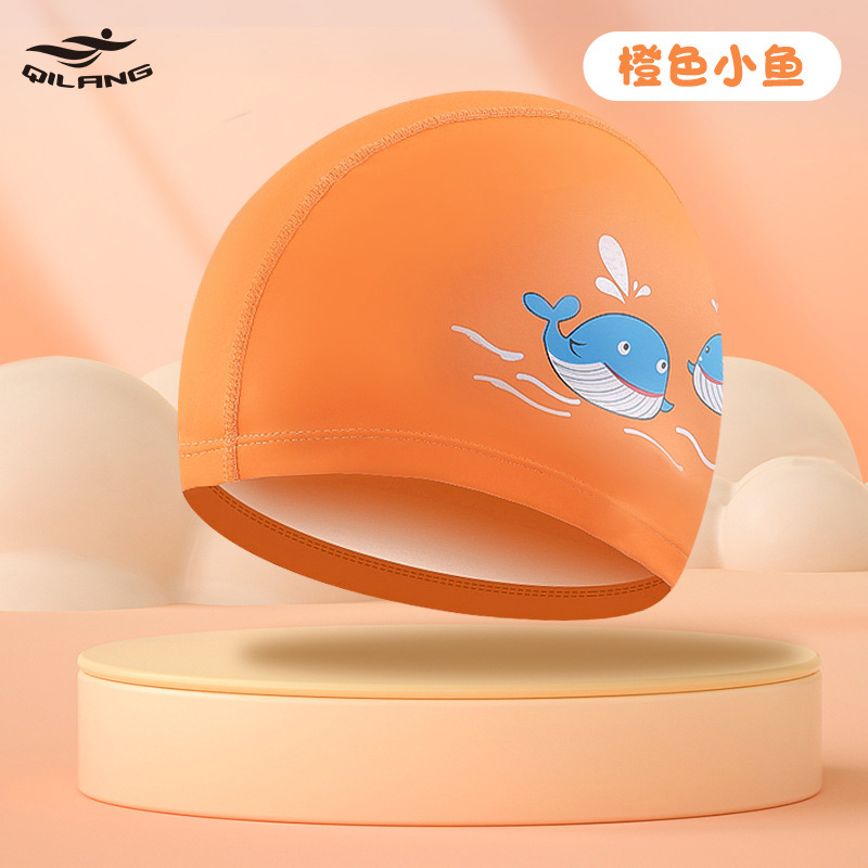 Gorro de natación para niños Revestimiento de PU de dibujos animados lindo niños y niñas impermeable protección para los oídos impresión logo gorra de natación ventas directas de la fábrica